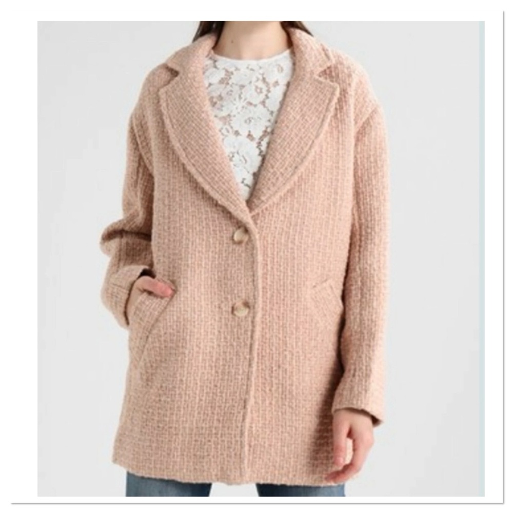 Abercrombie & Fitch Women's Wool Blend Light Pink Neutral Texture Sz S Oversized